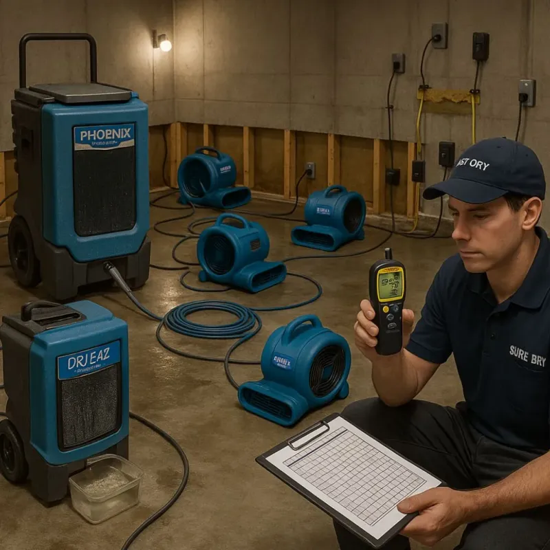 Structural Drying and Dehumidification process in Fruitland, ID